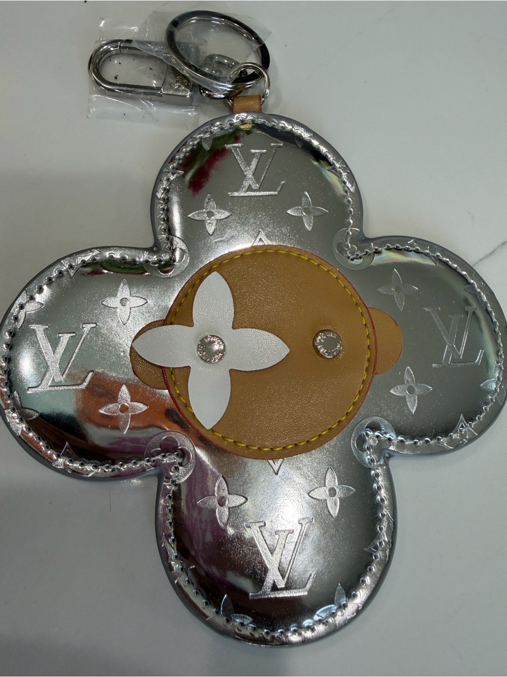 LV Vivienne Silver Monogram Flower Bag Charm